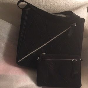 Go Dash Dot Isabelle Tote & Wristlet Black Fabric